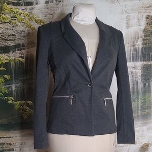 Michael Kors Womens 6 dark gray dressy blazer with silver accents zipper pockets